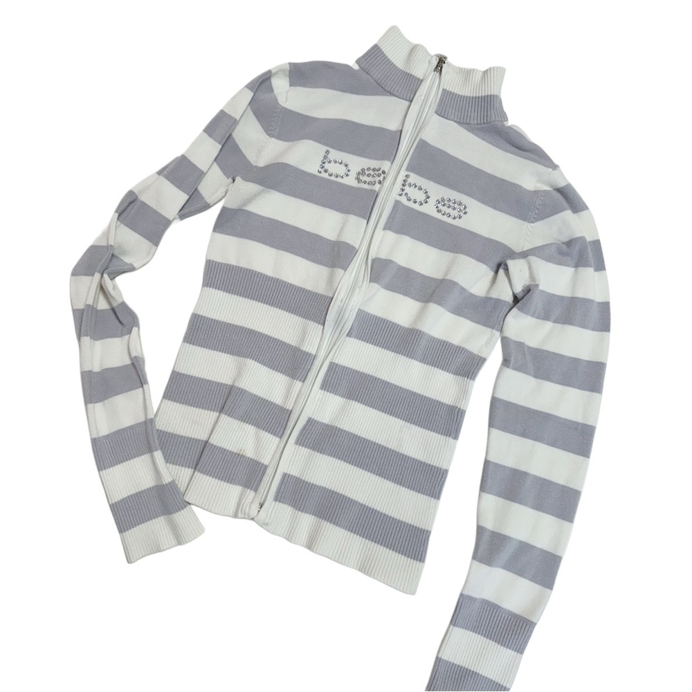 Bebe Striped Zip-Up Y2K